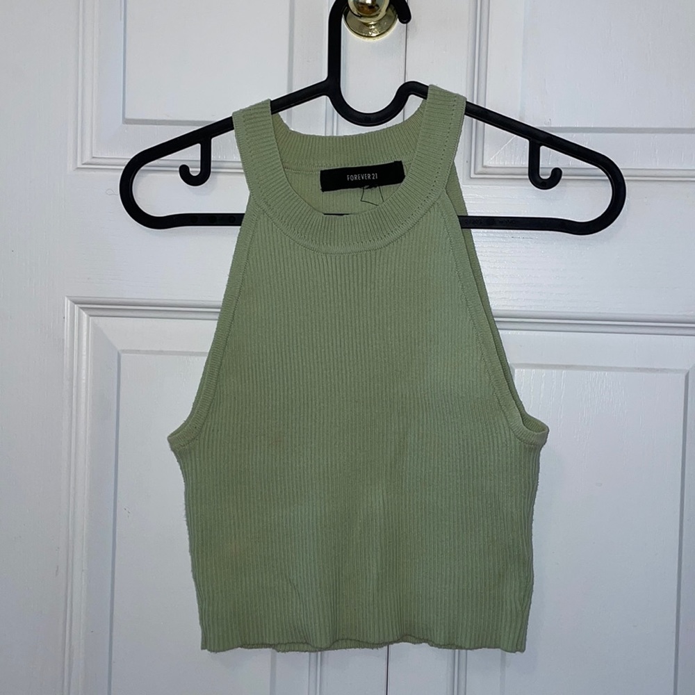 GREEN FOREVER21 HALTER TANK